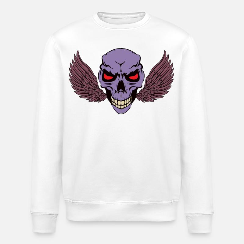Skelettschädel mit Flügeln - Stanley/Stella Unisex Bio-Sweatshirt ROLLER - Weiß