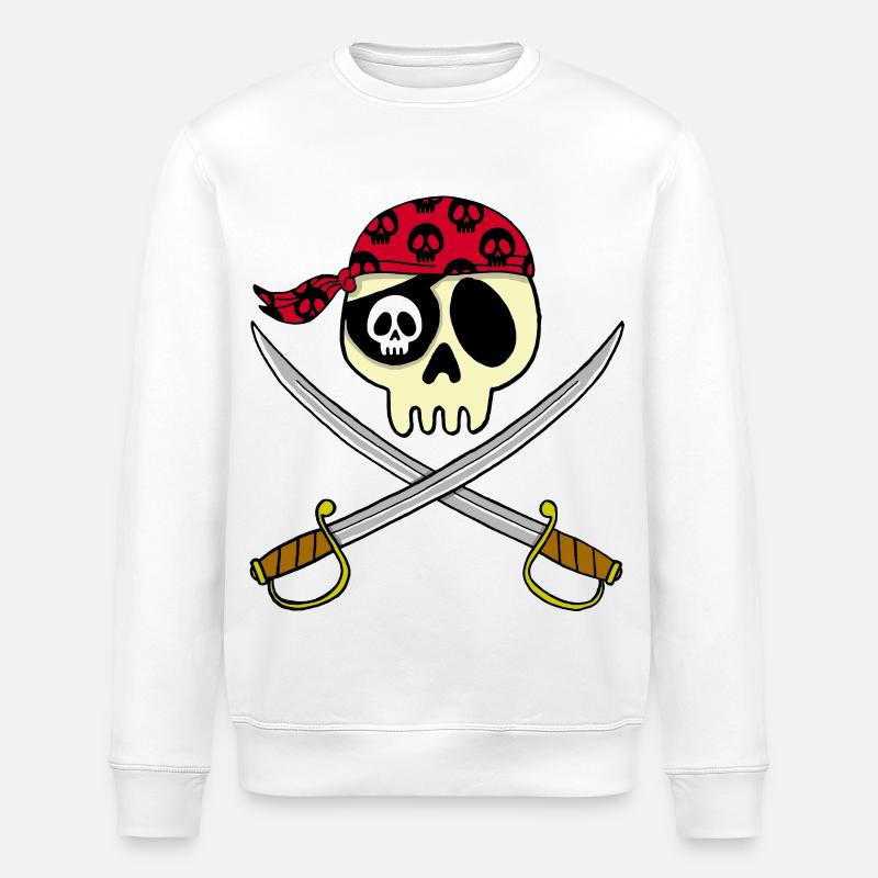 Piraten-Schädel - Stanley/Stella Unisex Bio-Sweatshirt ROLLER - Weiß