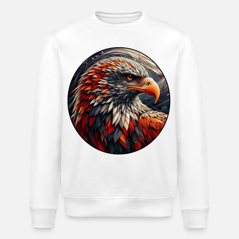 Flammenfeder Adler Mosaik - Stanley/Stella Unisex Bio-Sweatshirt ROLLER - Weiß