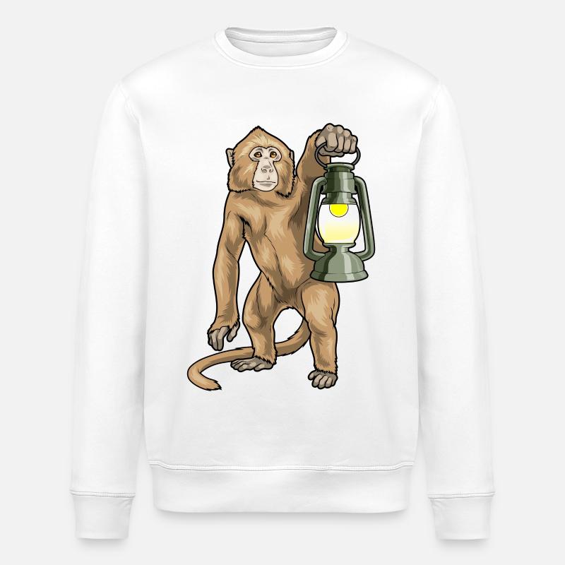 Monkey Lantern - Stanley/Stella ROLLER Unisex Organic Sweatshirt - white
