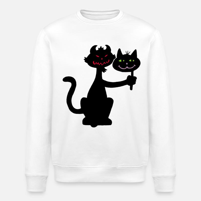 Dämonische schwarze Katze - Stanley/Stella Unisex Bio-Sweatshirt ROLLER - Weiß
