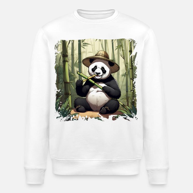 Panda isst! - Stanley/Stella Unisex Bio-Sweatshirt ROLLER - Weiß