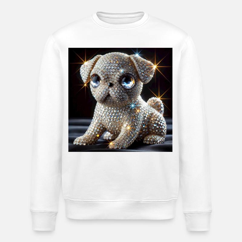 Funkelnder Hund im Diamant-Look - Stanley/Stella Unisex Bio-Sweatshirt ROLLER - Weiß