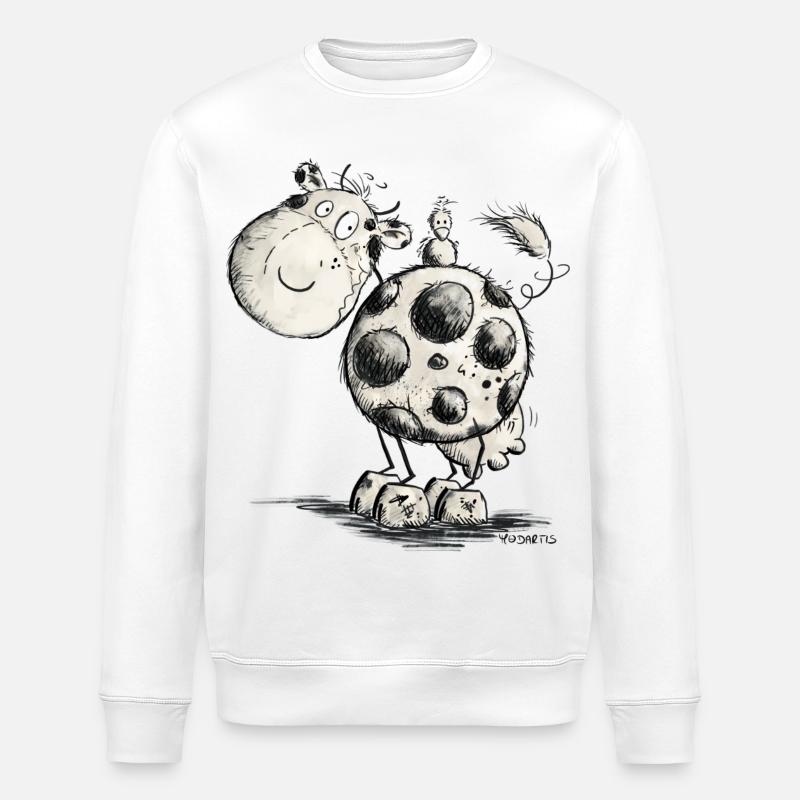 Kuh Rund Kugel Kugelrund 2 - Stanley/Stella Unisex Bio-Sweatshirt ROLLER - Weiß