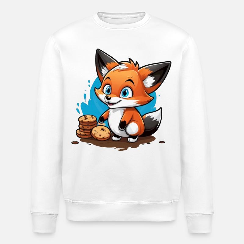Kleiner Fuchs mit Schoko Keksen - Stanley/Stella Unisex Bio-Sweatshirt ROLLER - Weiß