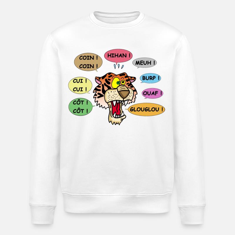 Tigre polyglotte - Sweat bio ROLLER Stanley/Stella Unisexe - blanc