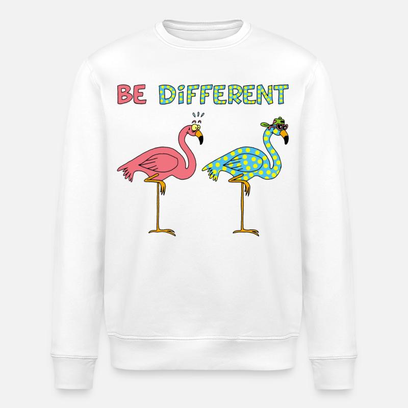 Flamant rose différent - Sweat bio ROLLER Stanley/Stella Unisexe - blanc