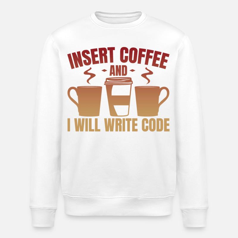 Kaffee einwerfen und Code schreiben - Stanley/Stella Unisex Bio-Sweatshirt ROLLER - Weiß