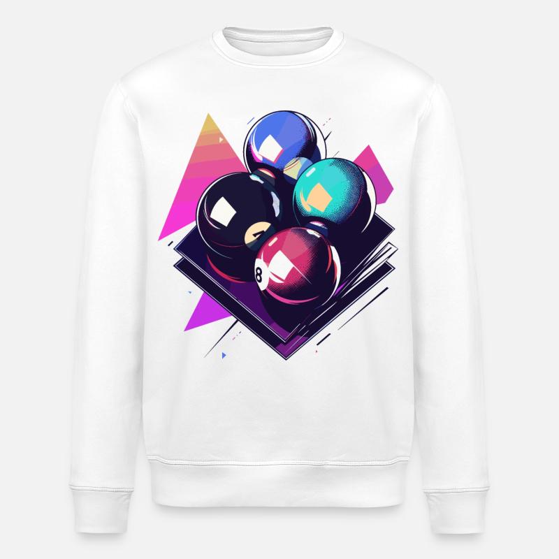 Billardkugeln Grafik - Stanley/Stella Unisex Bio-Sweatshirt ROLLER - Weiß