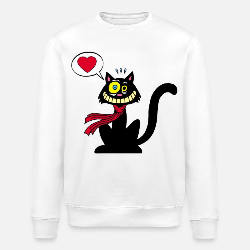 Chat noir amoureux - Sweat bio ROLLER Stanley/Stella Unisexe - blanc