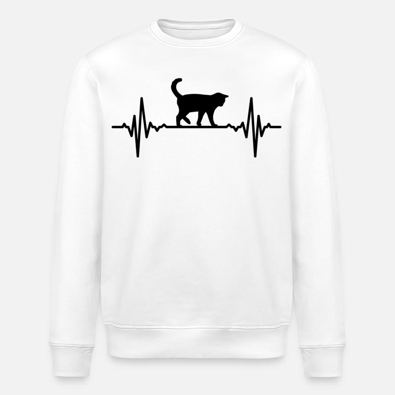 Cat pulse rate - Stanley/Stella ROLLER Unisex Organic Sweatshirt - white