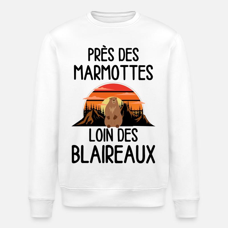 Marmotte au coucher de soleil - Sweat bio ROLLER Stanley/Stella Unisexe - blanc