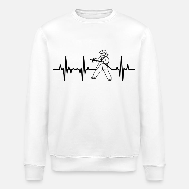 Firefighter Heart Palpitations - Stanley/Stella ROLLER Unisex Organic Sweatshirt - white