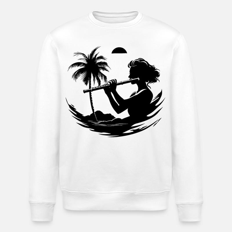 Grafik Flötistin - Stanley/Stella Unisex Bio-Sweatshirt ROLLER - Weiß