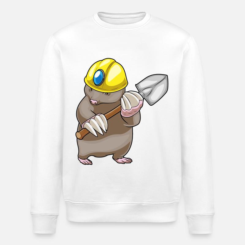 Mole Miner Shovel Mining - Stanley/Stella ROLLER Unisex Organic Sweatshirt - white