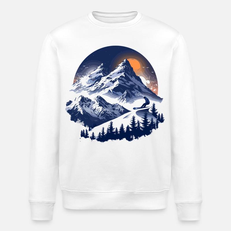 Snowboarding Graphics - Stanley/Stella ROLLER Unisex Organic Sweatshirt - white