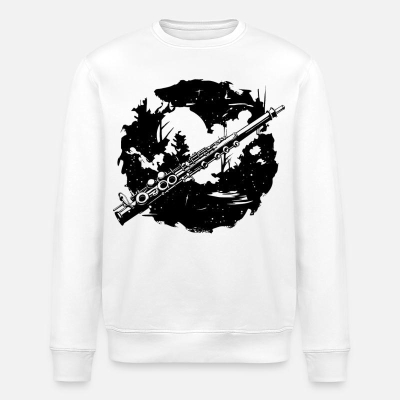 Flöte Skizze - Stanley/Stella Unisex Bio-Sweatshirt ROLLER - Weiß