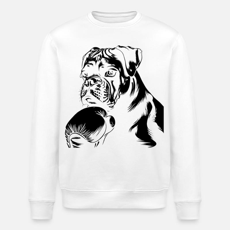 Dessin de chien boxeur - Sweat bio ROLLER Stanley/Stella Unisexe - blanc