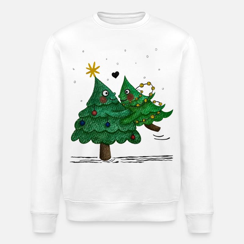 Niedliche Weihnachtsbäume - Stanley/Stella Unisex Bio-Sweatshirt ROLLER - Weiß