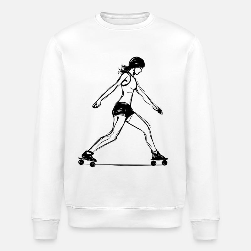 Rollschuhläuferin Line Art - Stanley/Stella Unisex Bio-Sweatshirt ROLLER - Weiß