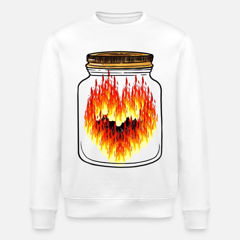 Geschenkidee Flammen Herz heiße Liebe - Stanley/Stella Unisex Bio-Sweatshirt ROLLER - Weiß