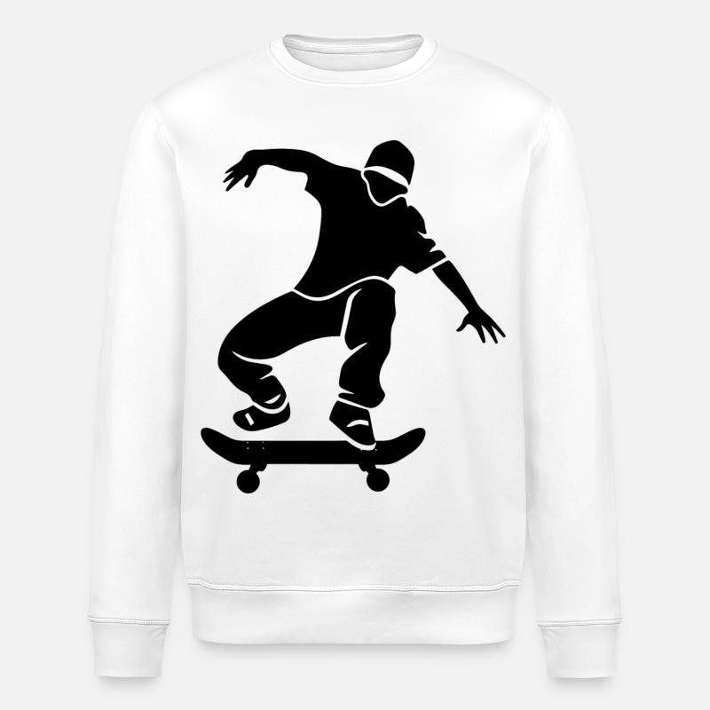 Skateboarder Skizze - Stanley/Stella Unisex Bio-Sweatshirt ROLLER - Weiß