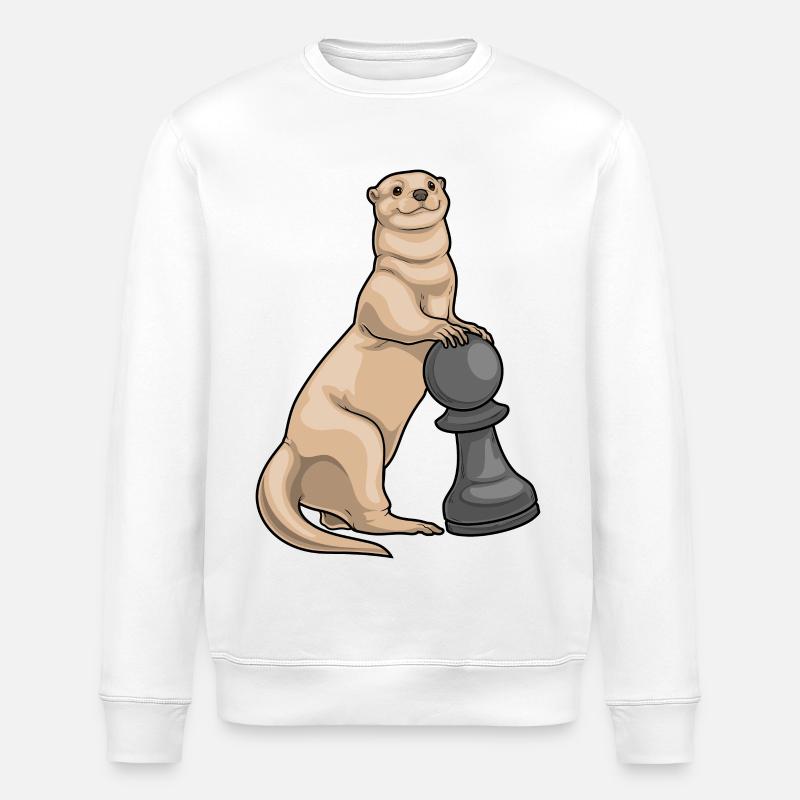 Otter Schachfigur Bauer Schach - Stanley/Stella Unisex Bio-Sweatshirt ROLLER - Weiß
