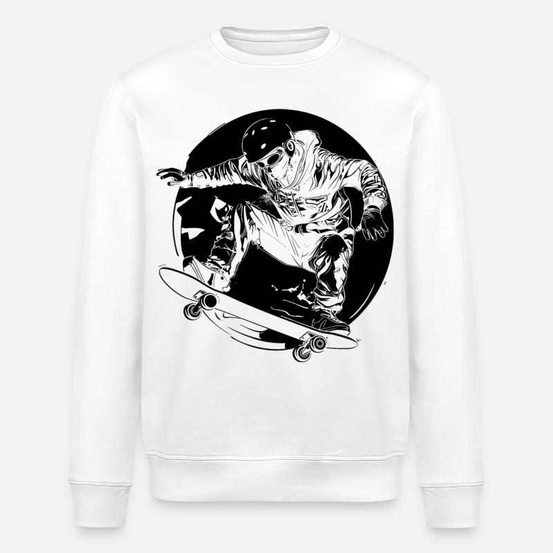 Style bande dessinée skateboarder - Sweat bio ROLLER Stanley/Stella Unisexe - blanc