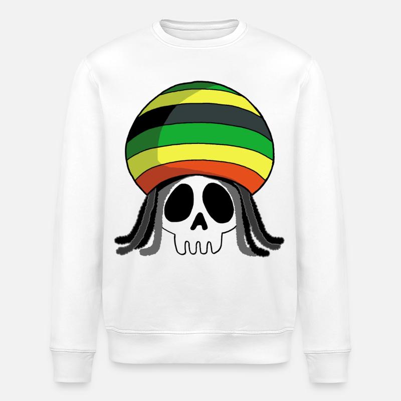 Totenkopf-Reggae-Musik - Stanley/Stella Unisex Bio-Sweatshirt ROLLER - Weiß
