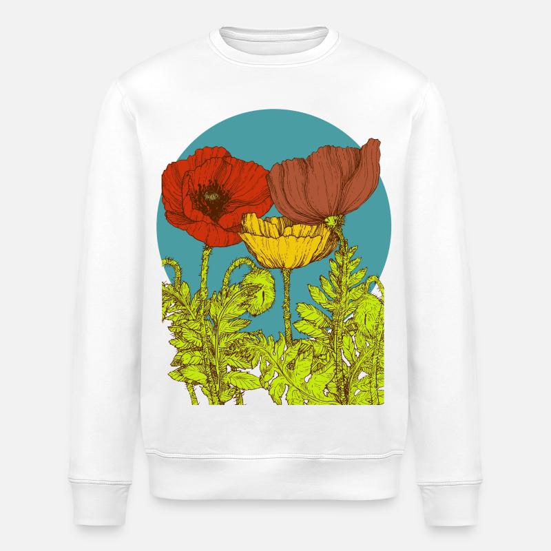 Coquelicots - Sweat bio ROLLER Stanley/Stella Unisexe - blanc