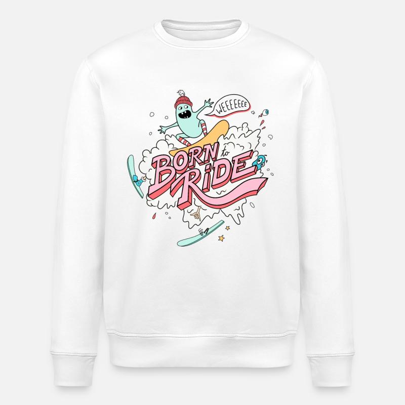 Born To Ride - Snowboard - Stanley/Stella Unisex Bio-Sweatshirt ROLLER - Weiß