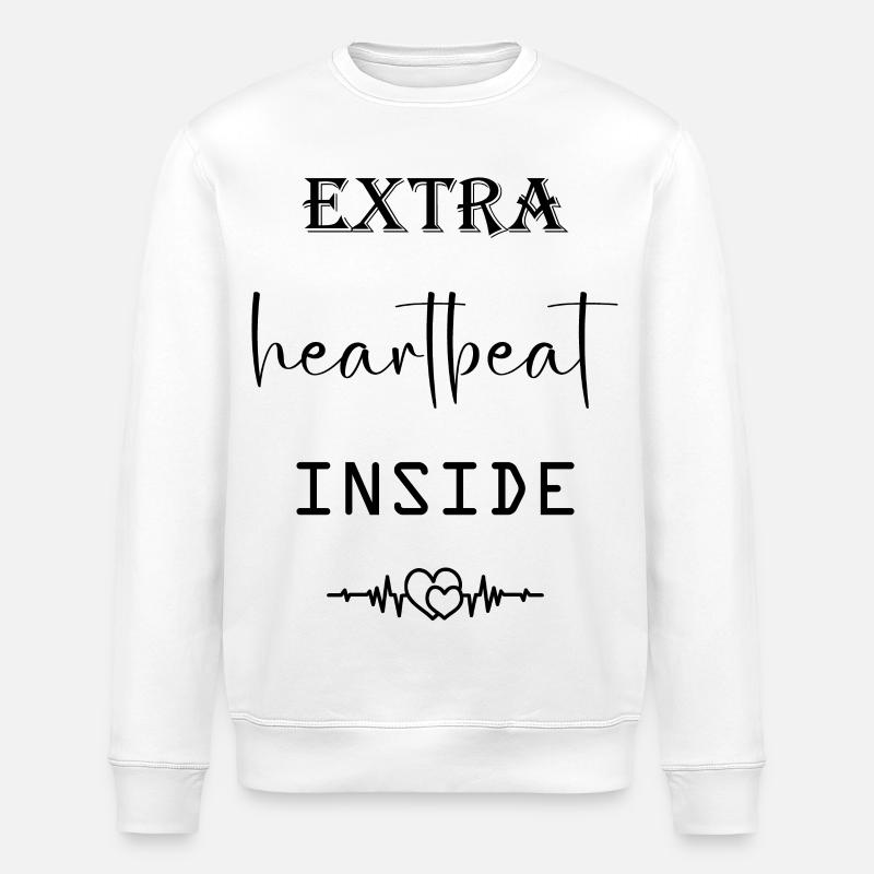 Extra heartbeat inside (black text) - Stanley/Stella ROLLER Unisex Organic Sweatshirt - white