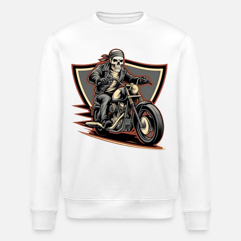 Furchtloser Biker auf düsterer Fahrt - Stanley/Stella Unisex Bio-Sweatshirt ROLLER - Weiß