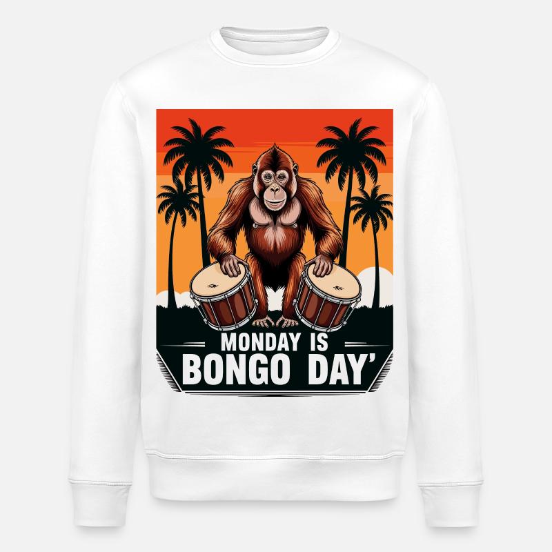 Affen Bongo Trommler - Stanley/Stella Unisex Bio-Sweatshirt ROLLER - Weiß