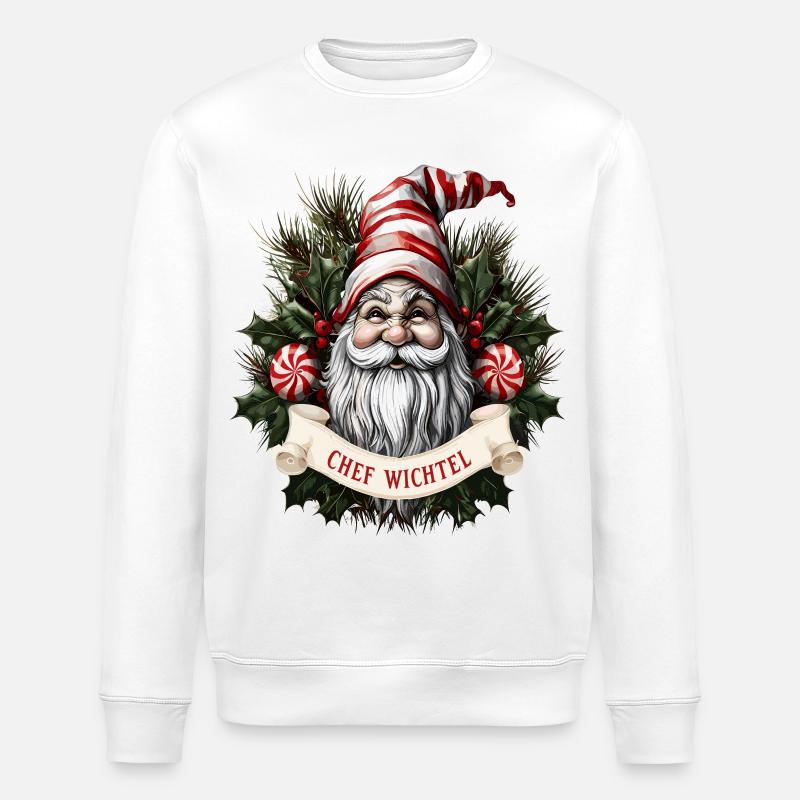 Gnome de Noël en chef - Sweat bio ROLLER Stanley/Stella Unisexe - blanc