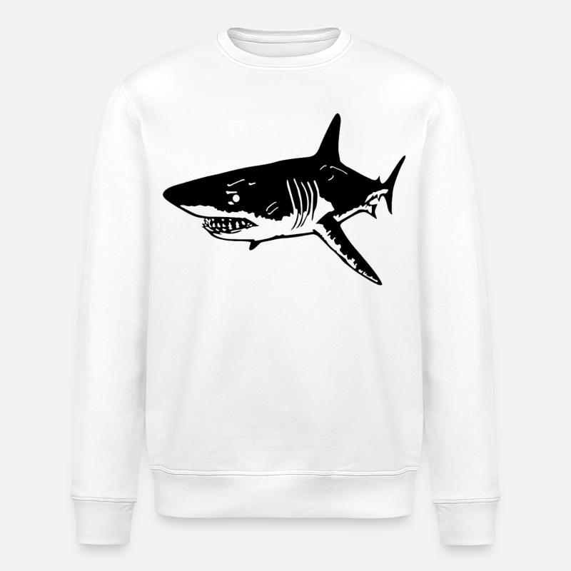 The predatory black shark - Stanley/Stella ROLLER Unisex Organic Sweatshirt - white