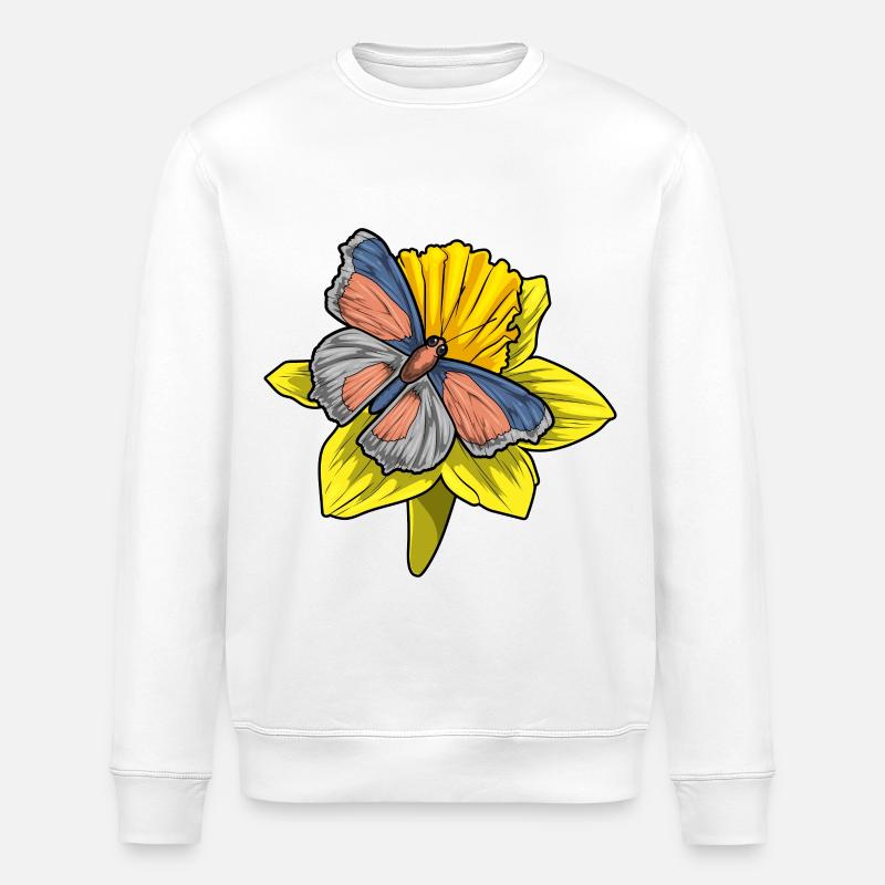Jonquille papillon - Sweat bio ROLLER Stanley/Stella Unisexe - blanc