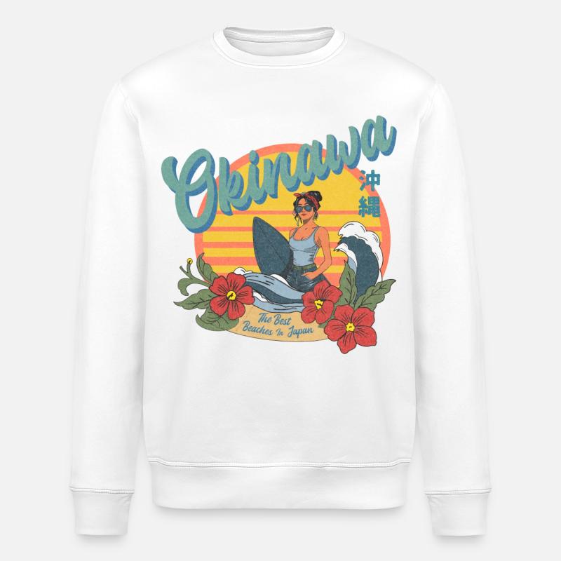 Okinawa Beaches (Halftone Version) - Stanley/Stella Unisex Bio-Sweatshirt ROLLER - Weiß