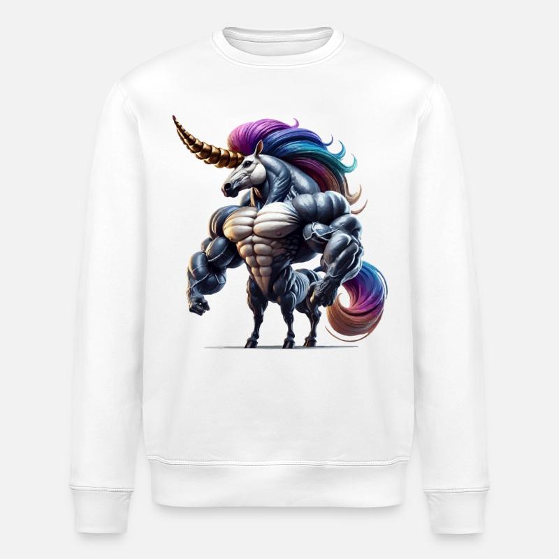 Super Unicorn - Stanley/Stella ROLLER Unisex Organic Sweatshirt - white