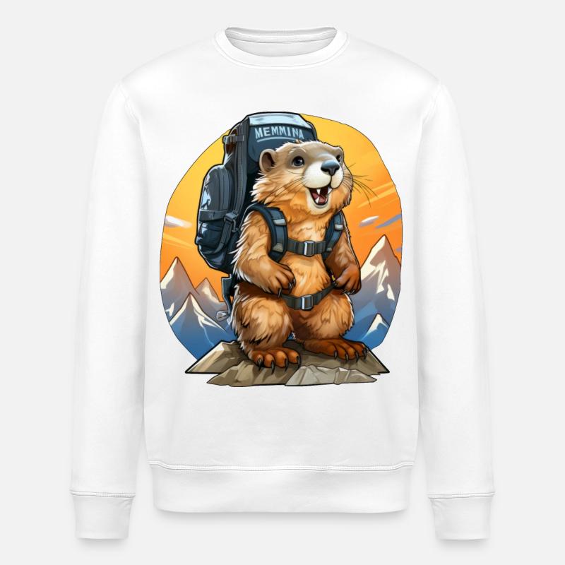 Murmeltiere Bergsteiger / Wandern Murmeltier - Stanley/Stella Unisex Bio-Sweatshirt ROLLER - Weiß