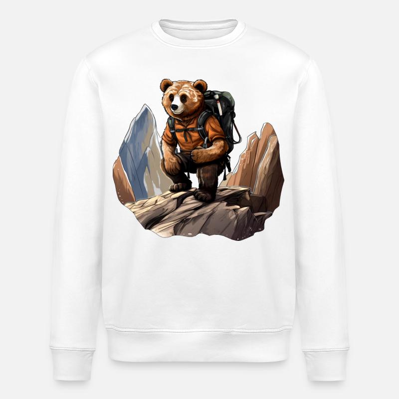 Bären Bergsteiger / Wandern Bär - Stanley/Stella Unisex Bio-Sweatshirt ROLLER - Weiß