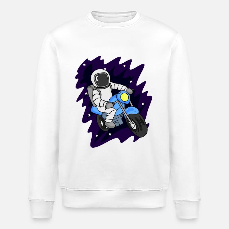 Astronaut Motorcycle Space - Stanley/Stella ROLLER Unisex Organic Sweatshirt - white