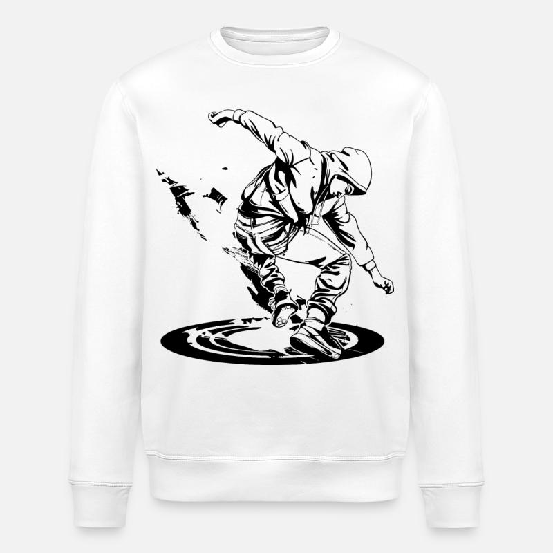 Breakdancer Zeichnung - Stanley/Stella Unisex Bio-Sweatshirt ROLLER - Weiß