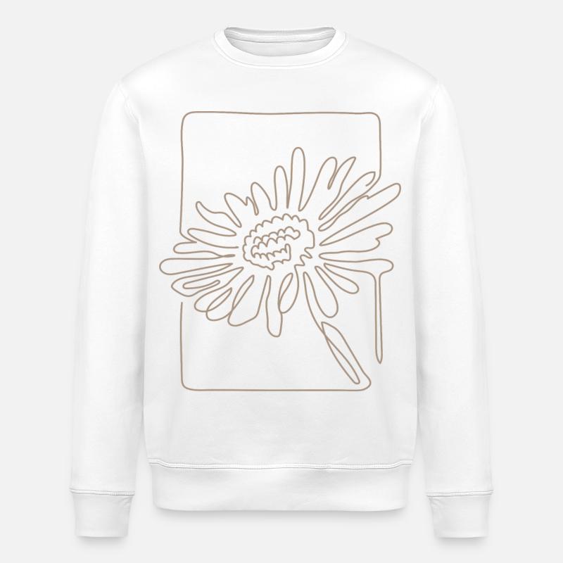 Minimalistische Line-Art Blume - Stanley/Stella Unisex Bio-Sweatshirt ROLLER - Weiß