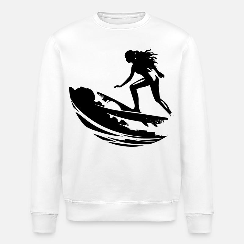 Weiblicher Surfer - Stanley/Stella Unisex Bio-Sweatshirt ROLLER - Weiß
