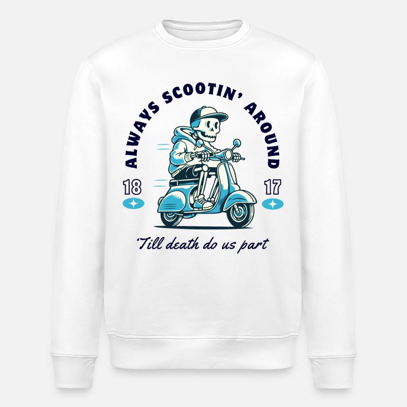Skeleton sur la conception du scooter - Sweat bio ROLLER Stanley/Stella Unisexe - blanc