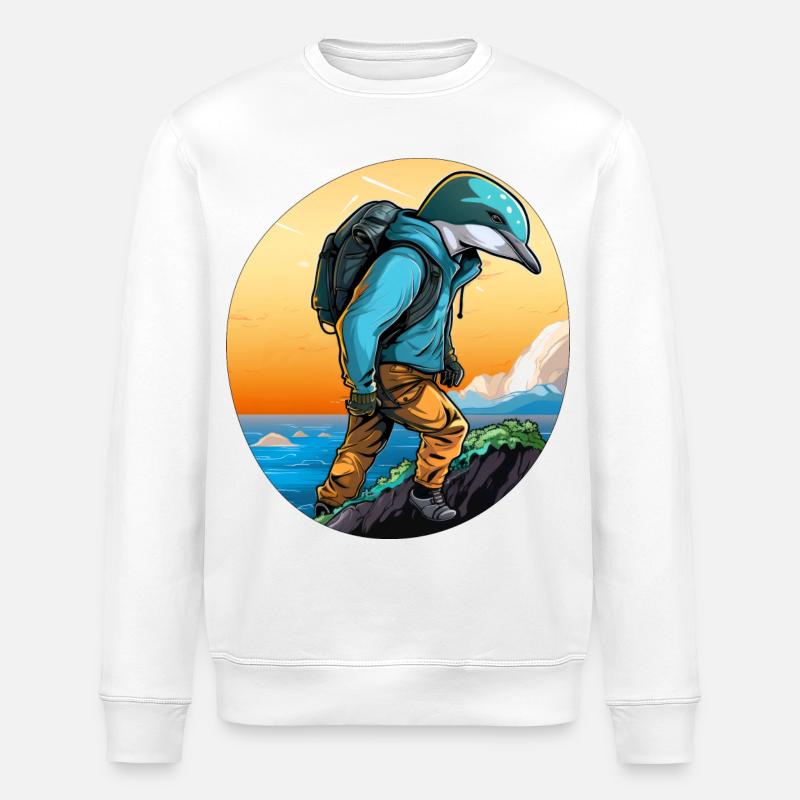 Delfine Wandern / Bergsteiger Delfin - Stanley/Stella Unisex Bio-Sweatshirt ROLLER - Weiß