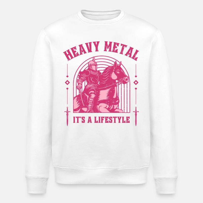 Heavy Metal – Ritter & Pferd Mittelalter-Design - Stanley/Stella Unisex Bio-Sweatshirt ROLLER - Weiß