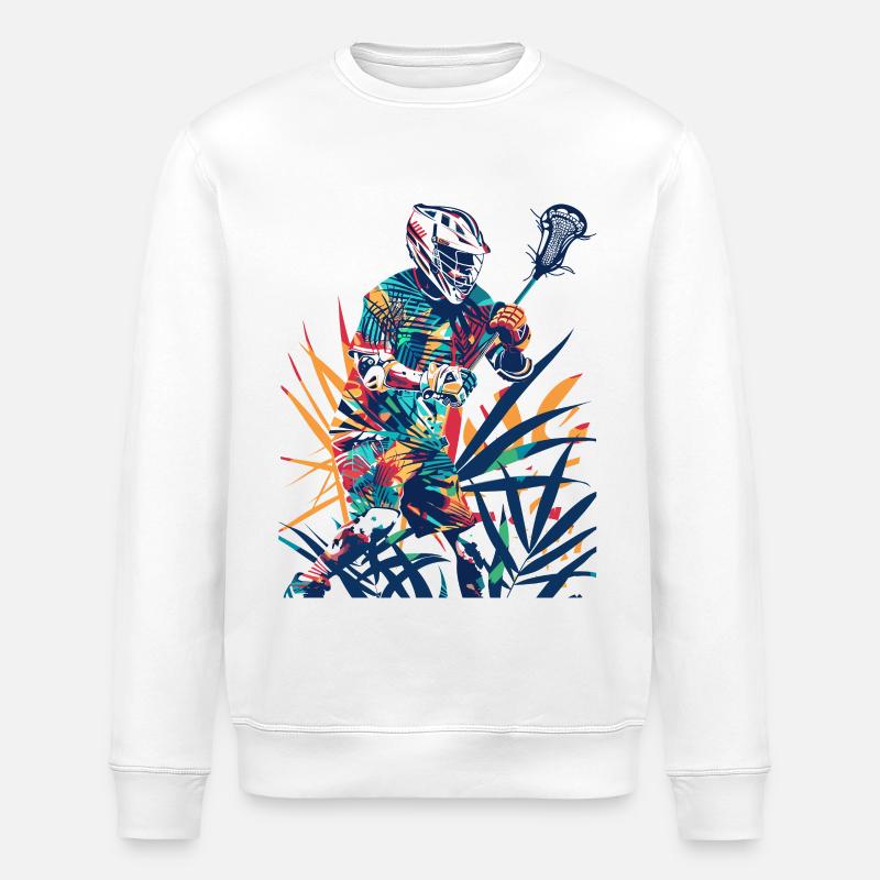 Lacrosse Spieler Comic Look - Stanley/Stella Unisex Bio-Sweatshirt ROLLER - Weiß