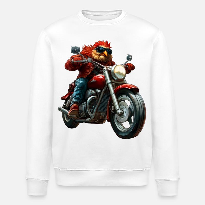 Chickens Motorcycle - Stanley/Stella ROLLER Unisex Organic Sweatshirt - white